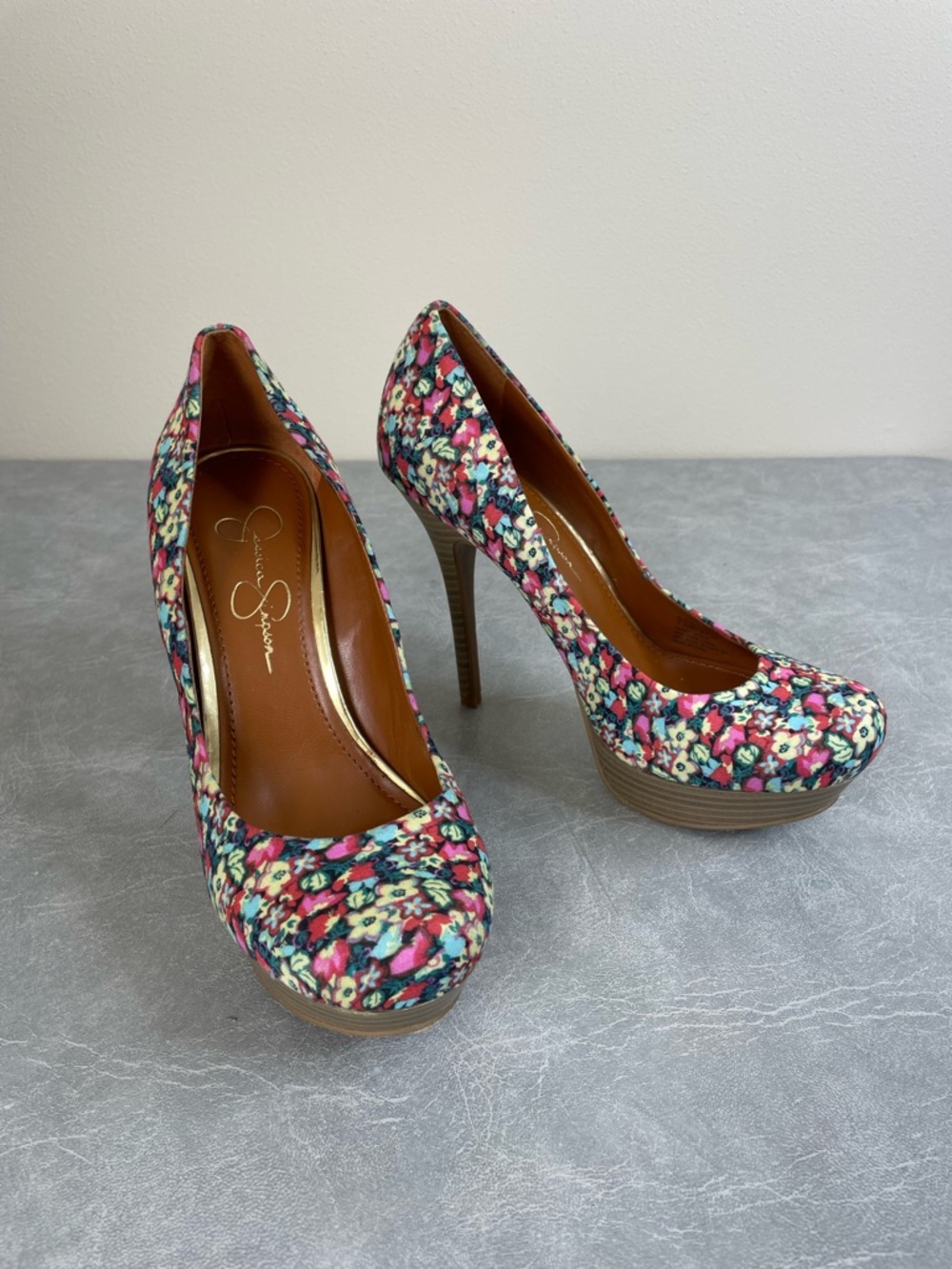 Jessica Simpson Multicolor Floral Platform Pumps 5” Stiletto Heels